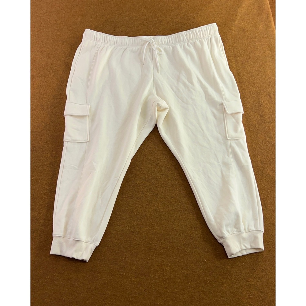 Tek Gear Womens 4X Ivory Ultrasoft Fleece Cargo Joggers NWT *Flaw